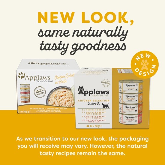 Applaws 100% Natural Premium Wet Cat Food in Broth for Adult Cats - Tuna, Chicken, Sea Fish Mixed Selection in Broth - Pack of 12 x 70g Cans Applaws 100% Natural Premium Wet Cat Food in Broth for Adult Cats - Tuna, Chicken, Sea Fish Mixed Selection in Broth - Pack of 12 x 70g Cans