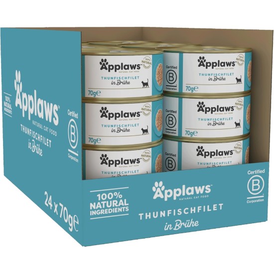 Applaws 100% Natural Premium Wet Cat Food in Broth for Adult Cats - Tuna, Chicken, Sea Fish Mixed Selection in Broth - Pack of 12 x 70g Cans Applaws 100% Natural Premium Wet Cat Food in Broth for Adult Cats - Tuna, Chicken, Sea Fish Mixed Selection in Broth - Pack of 12 x 70g Cans