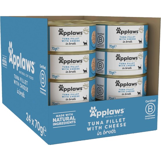 Applaws 100% Natural Premium Wet Cat Food in Broth for Adult Cats - Tuna, Chicken, Sea Fish Mixed Selection in Broth - Pack of 12 x 70g Cans Applaws 100% Natural Premium Wet Cat Food in Broth for Adult Cats - Tuna, Chicken, Sea Fish Mixed Selection in Broth - Pack of 12 x 70g Cans