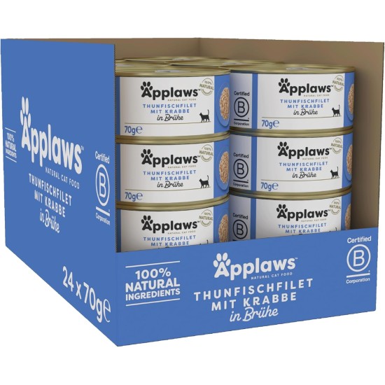 Applaws 100% Natural Premium Wet Cat Food in Broth for Adult Cats - Tuna, Chicken, Sea Fish Mixed Selection in Broth - Pack of 12 x 70g Cans Applaws 100% Natural Premium Wet Cat Food in Broth for Adult Cats - Tuna, Chicken, Sea Fish Mixed Selection in Broth - Pack of 12 x 70g Cans