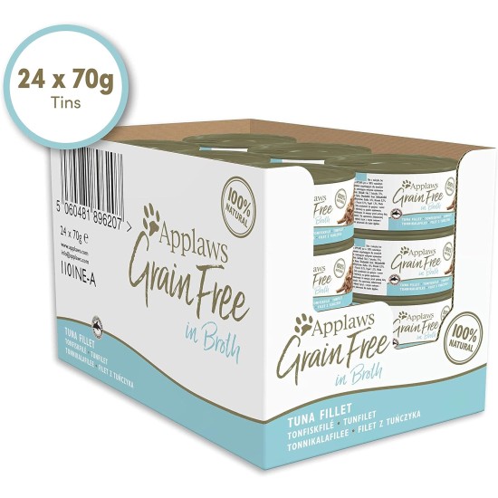 Applaws 100% Natural Premium Wet Cat Food in Broth for Adult Cats - Tuna, Chicken, Sea Fish Mixed Selection in Broth - Pack of 12 x 70g Cans Applaws 100% Natural Premium Wet Cat Food in Broth for Adult Cats - Tuna, Chicken, Sea Fish Mixed Selection in Broth - Pack of 12 x 70g Cans