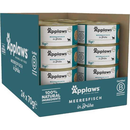 Applaws 100% Natural Premium Wet Cat Food in Broth for Adult Cats - Tuna, Chicken, Sea Fish Mixed Selection in Broth - Pack of 12 x 70g Cans Applaws 100% Natural Premium Wet Cat Food in Broth for Adult Cats - Tuna, Chicken, Sea Fish Mixed Selection in Broth - Pack of 12 x 70g Cans