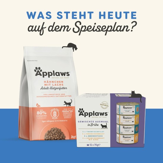 Applaws 100% Natural Premium Wet Cat Food in Broth for Adult Cats - Tuna, Chicken, Sea Fish Mixed Selection in Broth - Pack of 12 x 70g Cans Applaws 100% Natural Premium Wet Cat Food in Broth for Adult Cats - Tuna, Chicken, Sea Fish Mixed Selection in Broth - Pack of 12 x 70g Cans