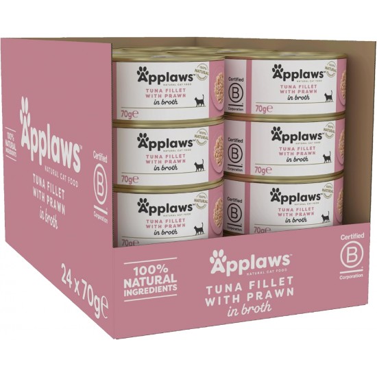 Applaws 100% Natural Wet Adult Cat Food Chicken Breast with Shrimp in Broth 24×70g Cans Applaws 100% Natural Wet Adult Cat Food Chicken Breast with Shrimp in Broth 24×70g Cans