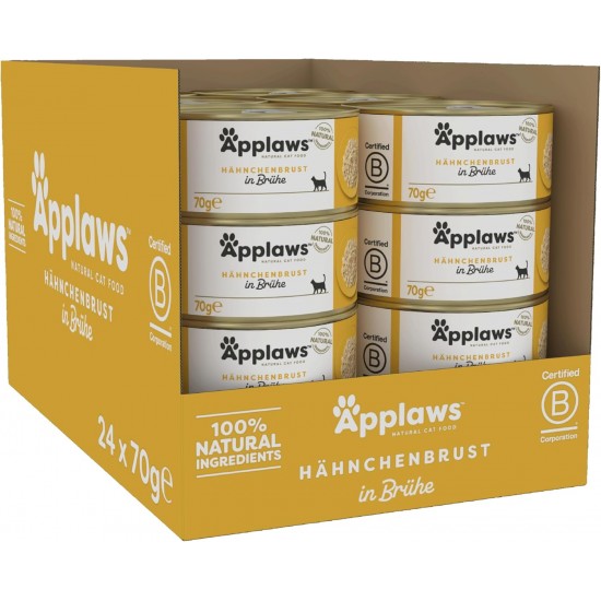 Applaws 100% Natural Wet Adult Cat Food Chicken Breast with Shrimp in Broth 24×70g Cans Applaws 100% Natural Wet Adult Cat Food Chicken Breast with Shrimp in Broth 24×70g Cans