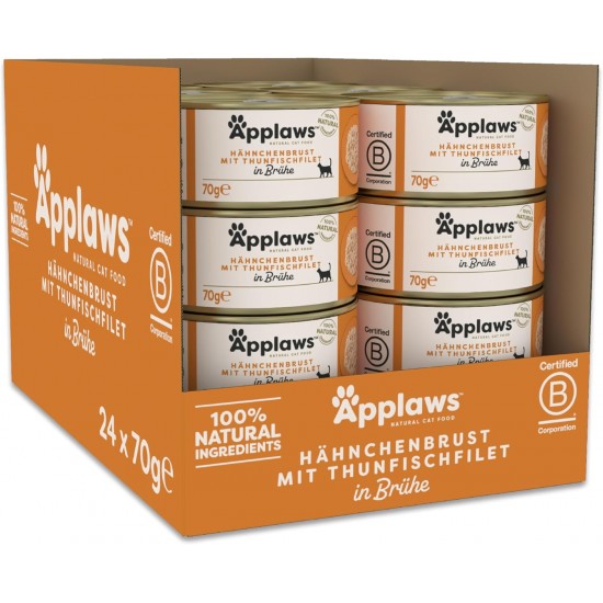 Applaws 100% Natural Wet Adult Cat Food Chicken Breast with Shrimp in Broth 24×70g Cans Applaws 100% Natural Wet Adult Cat Food Chicken Breast with Shrimp in Broth 24×70g Cans