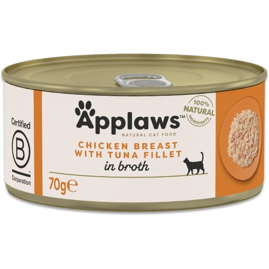Applaws 100% Natural Wet Adult Cat Food Chicken Breast with Shrimp in Broth 24×70g Cans Applaws 100% Natural Wet Adult Cat Food Chicken Breast with Shrimp in Broth 24×70g Cans