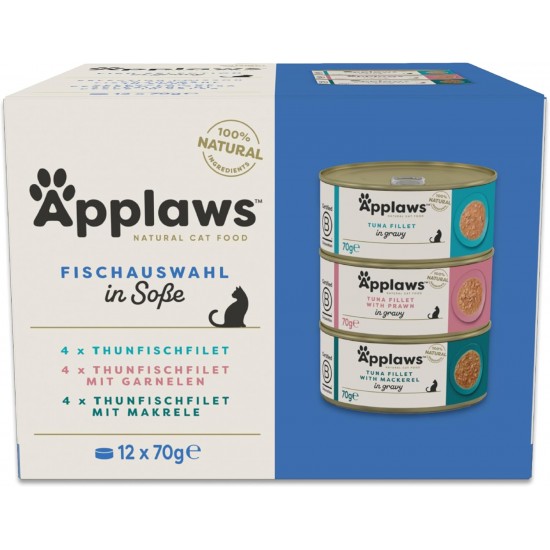 Applaws 100% Natural Wet Adult Cat Food Fish Assortment in Sauce Multipack 12×70g Cans Applaws 100% Natural Wet Adult Cat Food Fish Assortment in Sauce Multipack 12×70g Cans