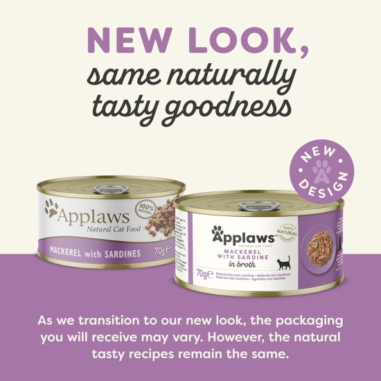 Applaws 100% Natural Wet Cat Food 70g Mackerel 24 x 70g Tins Applaws 100% Natural Wet Cat Food 70g Mackerel 24 x 70g Tins