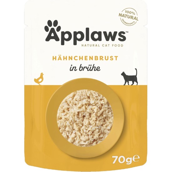 Applaws 100% Natural Wet Food for Cats, Chicken Breast in Broth - Pack of 12 x 70g Bags Applaws 100% Natural Wet Food for Cats, Chicken Breast in Broth - Pack of 12 x 70g Bags