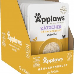 Applaws 100% Natural Wet Food for Kittens, Chicken Breast in Broth - Pack of 12 x 50g Bags Applaws 100% Natural Wet Food for Kittens, Chicken Breast in Broth - Pack of 12 x 50g Bags