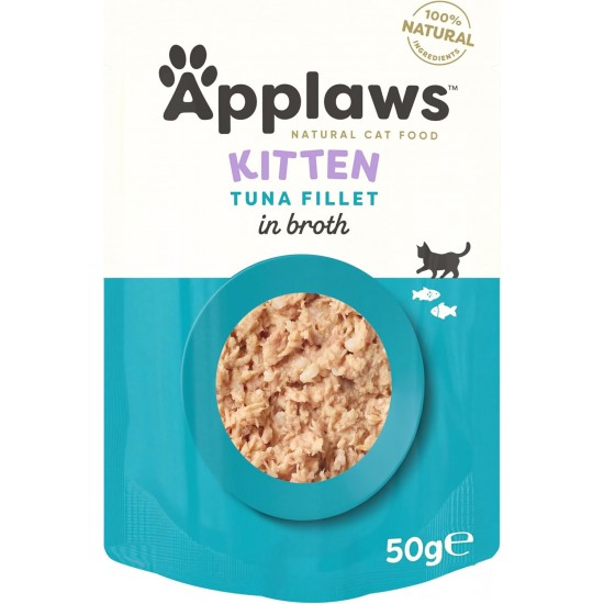 Applaws 100% Natural Wet Food for Kittens, Tuna Fillet in Broth - Pack of 12 x 50g Bags Applaws 100% Natural Wet Food for Kittens, Tuna Fillet in Broth - Pack of 12 x 50g Bags