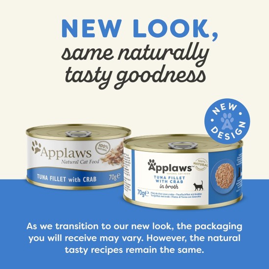 Applaws Cat Tin Tuna Fillet & Crab Meat, Pack of 24 (24 x 70 g) Applaws Cat Tin Tuna Fillet & Crab Meat, Pack of 24 (24 x 70 g)