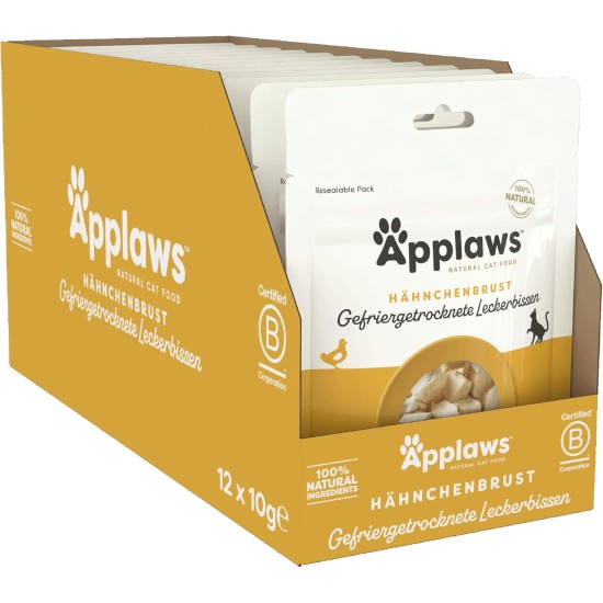 Applaws Natural Cat Snacks, Freeze Dried Chicken Breast - Pack of 12 x 10g Bags Applaws Natural Cat Snacks, Freeze Dried Chicken Breast - Pack of 12 x 10g Bags