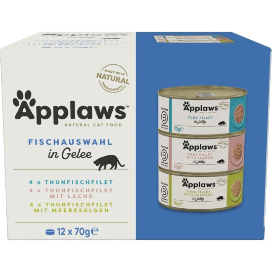 Applaws Natural Wet Cat Food Fish Selection in Jelly (Pack of 12 x 70g Tins) Applaws Natural Wet Cat Food Fish Selection in Jelly (Pack of 12 x 70g Tins)