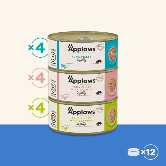 Applaws Natural Wet Cat Food Fish Selection in Jelly (Pack of 12 x 70g Tins) Applaws Natural Wet Cat Food Fish Selection in Jelly (Pack of 12 x 70g Tins)