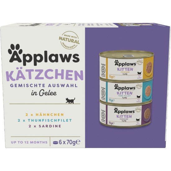 Applaws Natural Wet Cat Food Fish Selection in Jelly (Pack of 12 x 70g Tins) Applaws Natural Wet Cat Food Fish Selection in Jelly (Pack of 12 x 70g Tins)