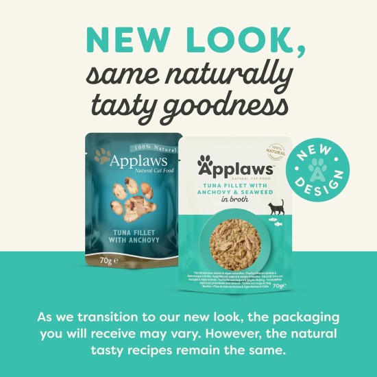 Applaws Premium Natural Wet Cat Food, Tuna Fillet with Pacific Shrimp in Broth, 70 g Portion Bag (12 x 70 g) Applaws Premium Natural Wet Cat Food, Tuna Fillet with Pacific Shrimp in Broth, 70 g Portion Bag (12 x 70 g)