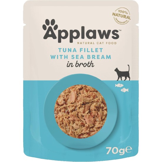 Applaws Premium Natural Wet Cat Food, Tuna Fillet with Pacific Shrimp in Broth, 70 g Portion Bag (12 x 70 g) Applaws Premium Natural Wet Cat Food, Tuna Fillet with Pacific Shrimp in Broth, 70 g Portion Bag (12 x 70 g)