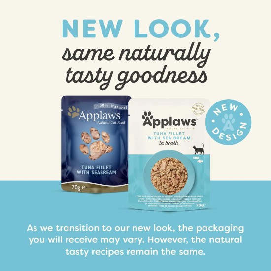 Applaws Premium Natural Wet Cat Food, Tuna Fillet with Pacific Shrimp in Broth, 70 g Portion Bag (12 x 70 g) Applaws Premium Natural Wet Cat Food, Tuna Fillet with Pacific Shrimp in Broth, 70 g Portion Bag (12 x 70 g)