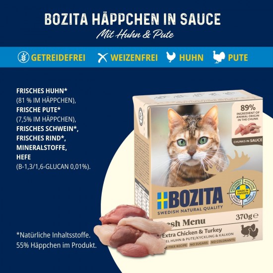 Bozita Appetizers in Sauce with Chicken and Turkey Multibox 6 x 370 g in Tetra Bozita Appetizers in Sauce with Chicken and Turkey Multibox 6 x 370 g in Tetra