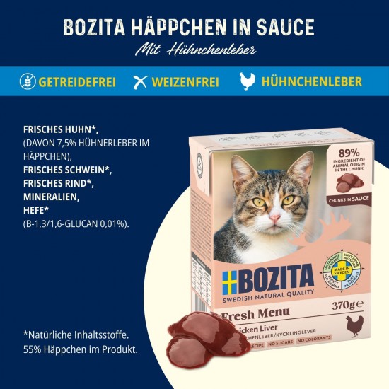 Bozita Appetizers in Sauce with Chicken and Turkey Multibox 6 x 370 g in Tetra Bozita Appetizers in Sauce with Chicken and Turkey Multibox 6 x 370 g in Tetra