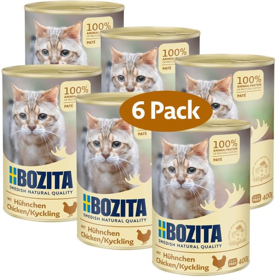 Bozita Paté Chicken Grain Free - 6 x 400 g Wet Food for Cats & Kittens. Complete Food with 9.5% Protein & 5% Fat Made from High Quality, Natural Ingredients without Grains - from Sweden Bozita Paté Chicken Grain Free - 6 x 400 g Wet Food for Cats & Kittens. Complete Food with 9.5% Protein & 5% Fat Made from High Quality, Natural Ingredients without Grains - from Sweden