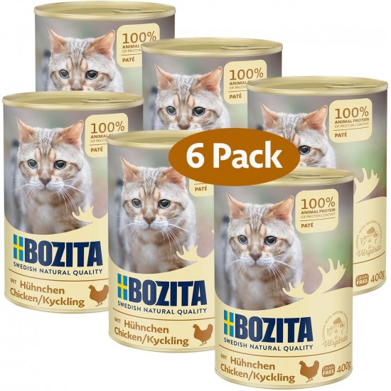 Bozita Paté Chicken Grain Free - 6 x 400 g Wet Food for Cats & Kittens. Complete Food with 9.5% Protein & 5% Fat Made from High Quality, Natural Ingredients without Grains - from Sweden Bozita Paté Chicken Grain Free - 6 x 400 g Wet Food for Cats & Kittens. Complete Food with 9.5% Protein & 5% Fat Made from High Quality, Natural Ingredients without Grains - from Sweden