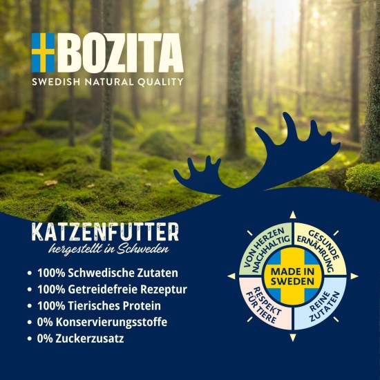 Bozita Pouch Wet Food Appetizers in Sauce with Beef - 12 x 85 g Portion Bag Grain-Free & Wheat Free Food for Cats - Wet Cat Food for Adult Cats with 8.5% Protein & 4.5% Fat Content Bozita Pouch Wet Food Appetizers in Sauce with Beef - 12 x 85 g Portion Bag Grain-Free & Wheat Free Food for Cats - Wet Cat Food for Adult Cats with 8.5% Protein & 4.5% Fat Content