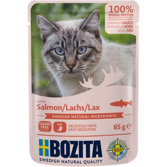 Bozita Pouch Wet Food Appetizers in Sauce with Beef - 12 x 85 g Portion Bag Grain-Free & Wheat Free Food for Cats - Wet Cat Food for Adult Cats with 8.5% Protein & 4.5% Fat Content Bozita Pouch Wet Food Appetizers in Sauce with Beef - 12 x 85 g Portion Bag Grain-Free & Wheat Free Food for Cats - Wet Cat Food for Adult Cats with 8.5% Protein & 4.5% Fat Content