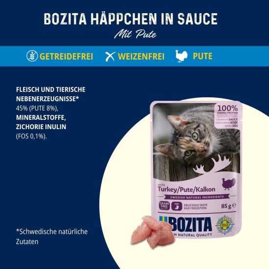 Bozita Pouch Wet Food Appetizers in Sauce with Beef - 12 x 85 g Portion Bag Grain-Free & Wheat Free Food for Cats - Wet Cat Food for Adult Cats with 8.5% Protein & 4.5% Fat Content Bozita Pouch Wet Food Appetizers in Sauce with Beef - 12 x 85 g Portion Bag Grain-Free & Wheat Free Food for Cats - Wet Cat Food for Adult Cats with 8.5% Protein & 4.5% Fat Content