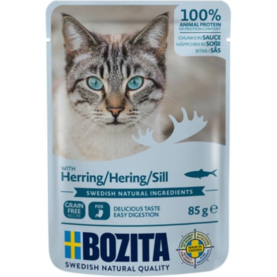 Bozita Pouch Wet Food Appetizers in Sauce with Beef - 12 x 85 g Portion Bag Grain-Free & Wheat Free Food for Cats - Wet Cat Food for Adult Cats with 8.5% Protein & 4.5% Fat Content Bozita Pouch Wet Food Appetizers in Sauce with Beef - 12 x 85 g Portion Bag Grain-Free & Wheat Free Food for Cats - Wet Cat Food for Adult Cats with 8.5% Protein & 4.5% Fat Content