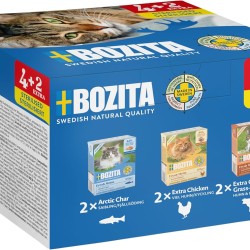 Bozita Sample Pack Wet Food for Sterilised Cats 4+2 Tetra Mix Pack Appetizers 6 x 370 g - Grain-Free or Sugar or Dyes - Char in Sauce, Lots of Chicken in Sauce and Beef & Lots of Chicken in Jelly Bozita Sample Pack Wet Food for Sterilised Cats 4+2 Tetra Mix Pack Appetizers 6 x 370 g - Grain-Free or Sugar or Dyes - Char in Sauce, Lots of Chicken in Sauce and Beef & Lots of Chicken in Jelly