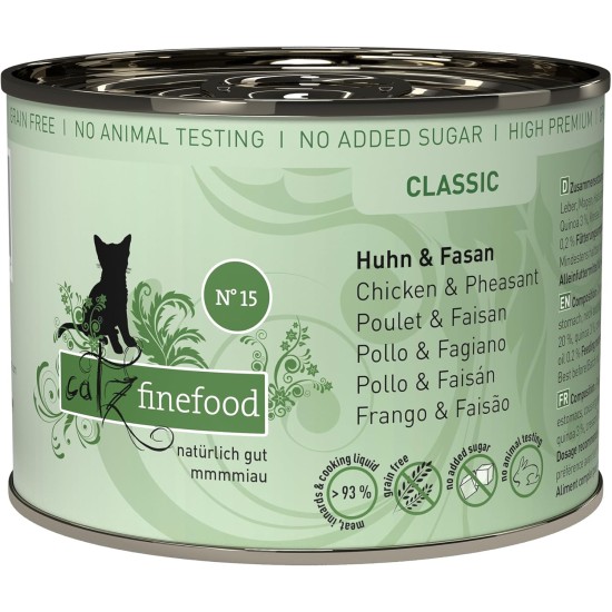 Catz finefood No. 15 Cat Food Chicken & Pheasant 200g (Pack of 6 x 200 g