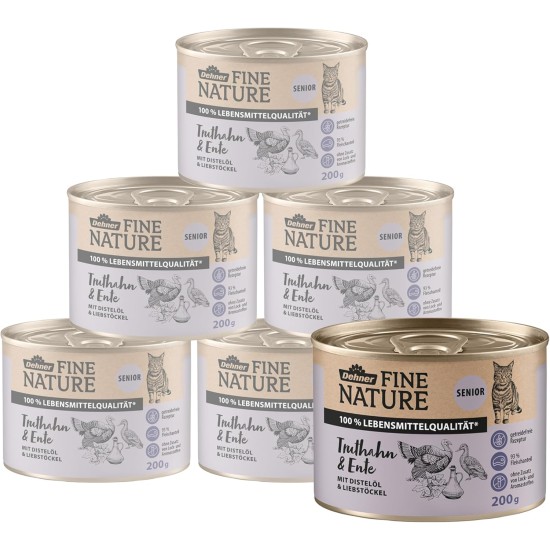 Dehner Fine Nature Cat Food, Wet Food, Grain-Free, for Adult Cats, Chicken, 6 x 400 g Tin (2.4 kg) Dehner Fine Nature Cat Food, Wet Food, Grain-Free, for Adult Cats, Chicken, 6 x 400 g Tin (2.4 kg)
