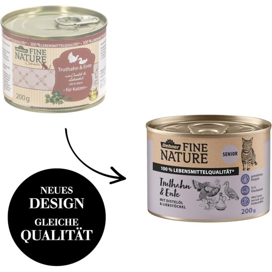 Dehner Fine Nature Cat Food, Wet Food, Grain-Free, for Adult Cats, Chicken, 6 x 400 g Tin (2.4 kg) Dehner Fine Nature Cat Food, Wet Food, Grain-Free, for Adult Cats, Chicken, 6 x 400 g Tin (2.4 kg)