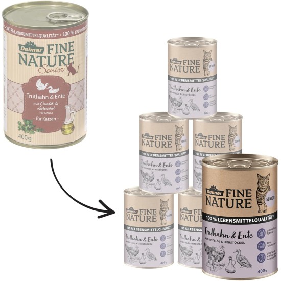 Dehner Fine Nature Cat Food, Wet Food, Grain-Free, for Adult Cats, Chicken, 6 x 400 g Tin (2.4 kg) Dehner Fine Nature Cat Food, Wet Food, Grain-Free, for Adult Cats, Chicken, 6 x 400 g Tin (2.4 kg)