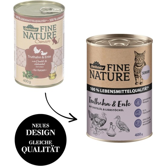 Dehner Fine Nature Cat Food, Wet Food, Grain-Free, for Adult Cats, Chicken, 6 x 400 g Tin (2.4 kg) Dehner Fine Nature Cat Food, Wet Food, Grain-Free, for Adult Cats, Chicken, 6 x 400 g Tin (2.4 kg)