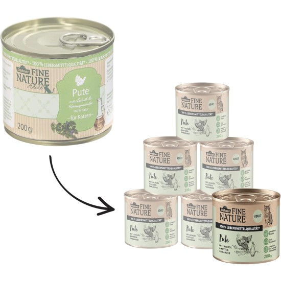 Dehner Fine Nature Cat Food, Wet Food, Grain-Free, for Adult Cats, Chicken, 6 x 400 g Tin (2.4 kg) Dehner Fine Nature Cat Food, Wet Food, Grain-Free, for Adult Cats, Chicken, 6 x 400 g Tin (2.4 kg)