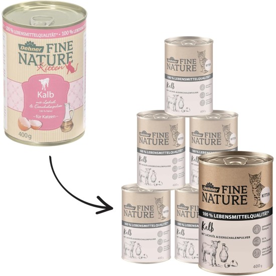 Dehner Fine Nature Cat Food, Wet Food, Grain-Free, for Adult Cats, Chicken, 6 x 400 g Tin (2.4 kg) Dehner Fine Nature Cat Food, Wet Food, Grain-Free, for Adult Cats, Chicken, 6 x 400 g Tin (2.4 kg)