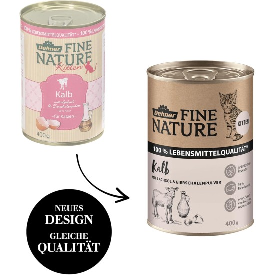 Dehner Fine Nature Cat Food, Wet Food, Grain-Free, for Adult Cats, Chicken, 6 x 400 g Tin (2.4 kg) Dehner Fine Nature Cat Food, Wet Food, Grain-Free, for Adult Cats, Chicken, 6 x 400 g Tin (2.4 kg)