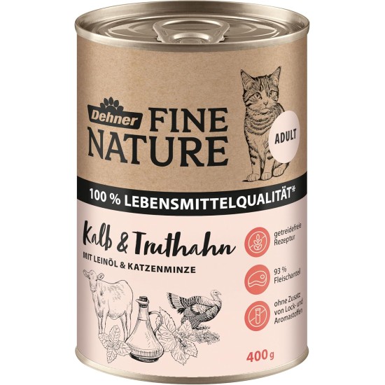 Dehner Fine Nature Cat Food, Wet Food, Grain-Free, for Adult Cats, Chicken, 6 x 400 g Tin (2.4 kg) Dehner Fine Nature Cat Food, Wet Food, Grain-Free, for Adult Cats, Chicken, 6 x 400 g Tin (2.4 kg)