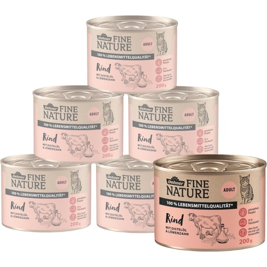 Dehner Fine Nature Cat Food, Wet Food, Grain-Free, for Adult Cats, Chicken, 6 x 400 g Tin (2.4 kg) Dehner Fine Nature Cat Food, Wet Food, Grain-Free, for Adult Cats, Chicken, 6 x 400 g Tin (2.4 kg)