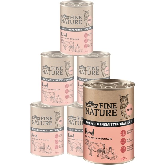 Dehner Fine Nature Cat Food, Wet Food, Grain-Free, for Adult Cats, Chicken, 6 x 400 g Tin (2.4 kg) Dehner Fine Nature Cat Food, Wet Food, Grain-Free, for Adult Cats, Chicken, 6 x 400 g Tin (2.4 kg)