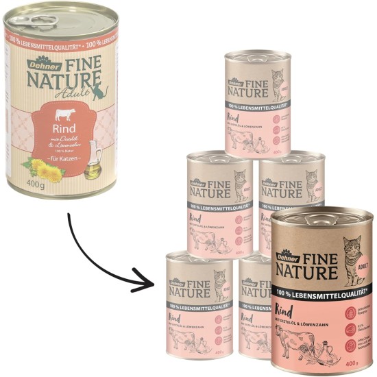 Dehner Fine Nature Cat Food, Wet Food, Grain-Free, for Adult Cats, Chicken, 6 x 400 g Tin (2.4 kg) Dehner Fine Nature Cat Food, Wet Food, Grain-Free, for Adult Cats, Chicken, 6 x 400 g Tin (2.4 kg)