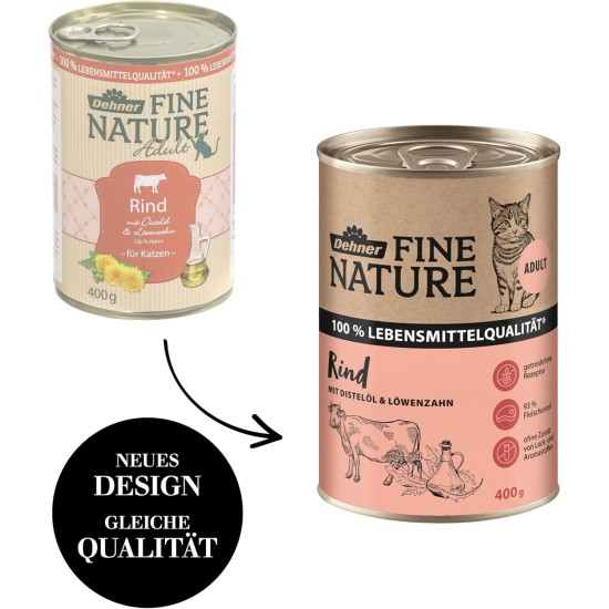Dehner Fine Nature Cat Food, Wet Food, Grain-Free, for Adult Cats, Chicken, 6 x 400 g Tin (2.4 kg) Dehner Fine Nature Cat Food, Wet Food, Grain-Free, for Adult Cats, Chicken, 6 x 400 g Tin (2.4 kg)