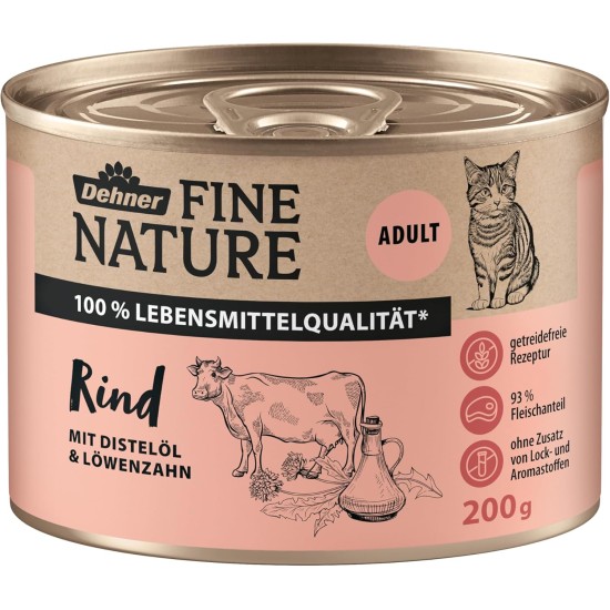 Dehner Fine Nature Cat Food, Wet Food, Grain-Free, for Adult Cats, Chicken, 6 x 400 g Tin (2.4 kg) Dehner Fine Nature Cat Food, Wet Food, Grain-Free, for Adult Cats, Chicken, 6 x 400 g Tin (2.4 kg)