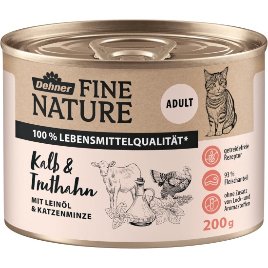 Dehner Fine Nature Cat Food, Wet Food, Grain-Free, for Adult Cats, Chicken, 6 x 400 g Tin (2.4 kg) Dehner Fine Nature Cat Food, Wet Food, Grain-Free, for Adult Cats, Chicken, 6 x 400 g Tin (2.4 kg)