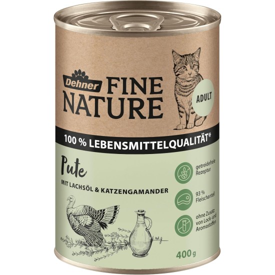 Dehner Fine Nature Cat Food, Wet Food, Grain-Free, for Adult Cats, Chicken, 6 x 400 g Tin (2.4 kg) Dehner Fine Nature Cat Food, Wet Food, Grain-Free, for Adult Cats, Chicken, 6 x 400 g Tin (2.4 kg)