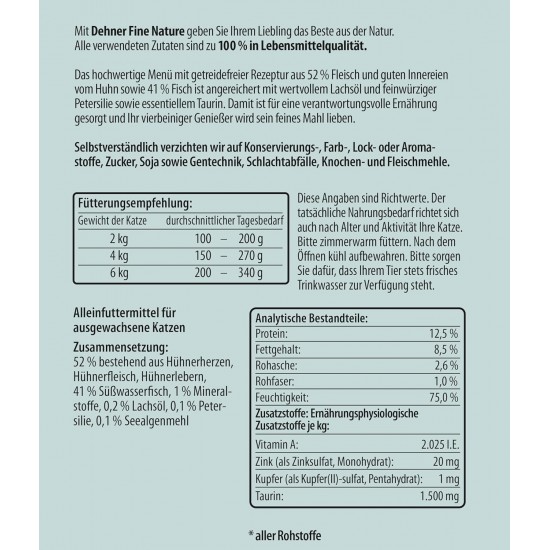 Dehner Fine Nature Cat Food, food grade quality, Calf, 6 x 400g (2400g) Dehner Fine Nature Cat Food, food grade quality, Calf, 6 x 400g (2400g)